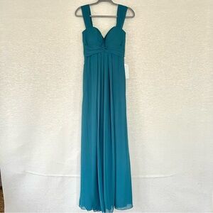 New with tags Dear Cleo Harper teal wide strap bridesmaid dress size 2